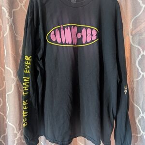 Blink-182 Black Long Sleeve Band Tee with Pink Logo Official Concert Merch